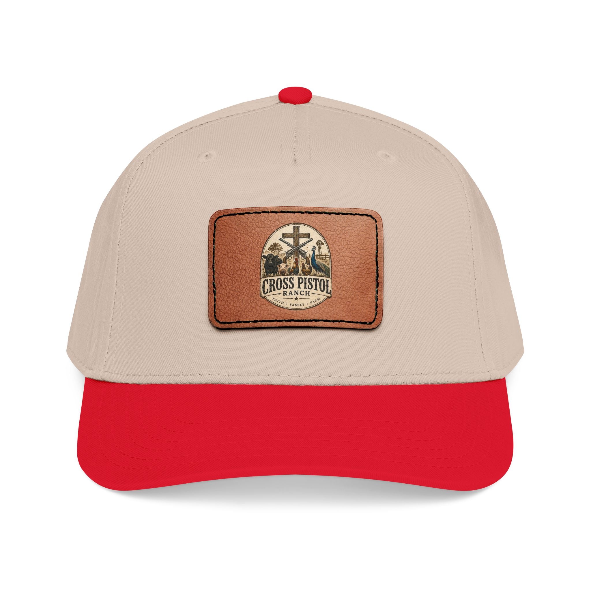 Mid Profile Baseball Cap with Leather Patch (Rectangle)