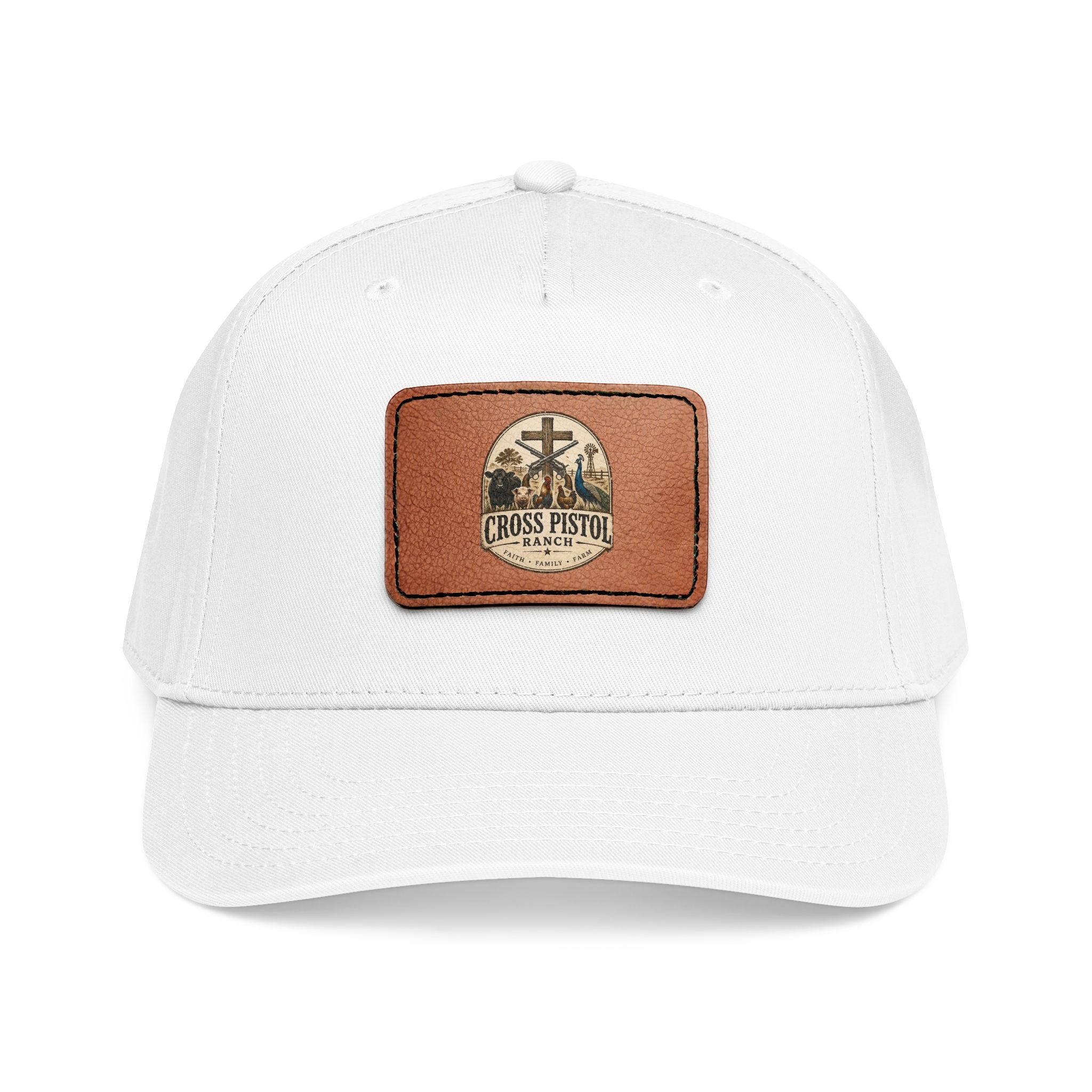 Mid Profile Baseball Cap with Leather Patch (Rectangle)