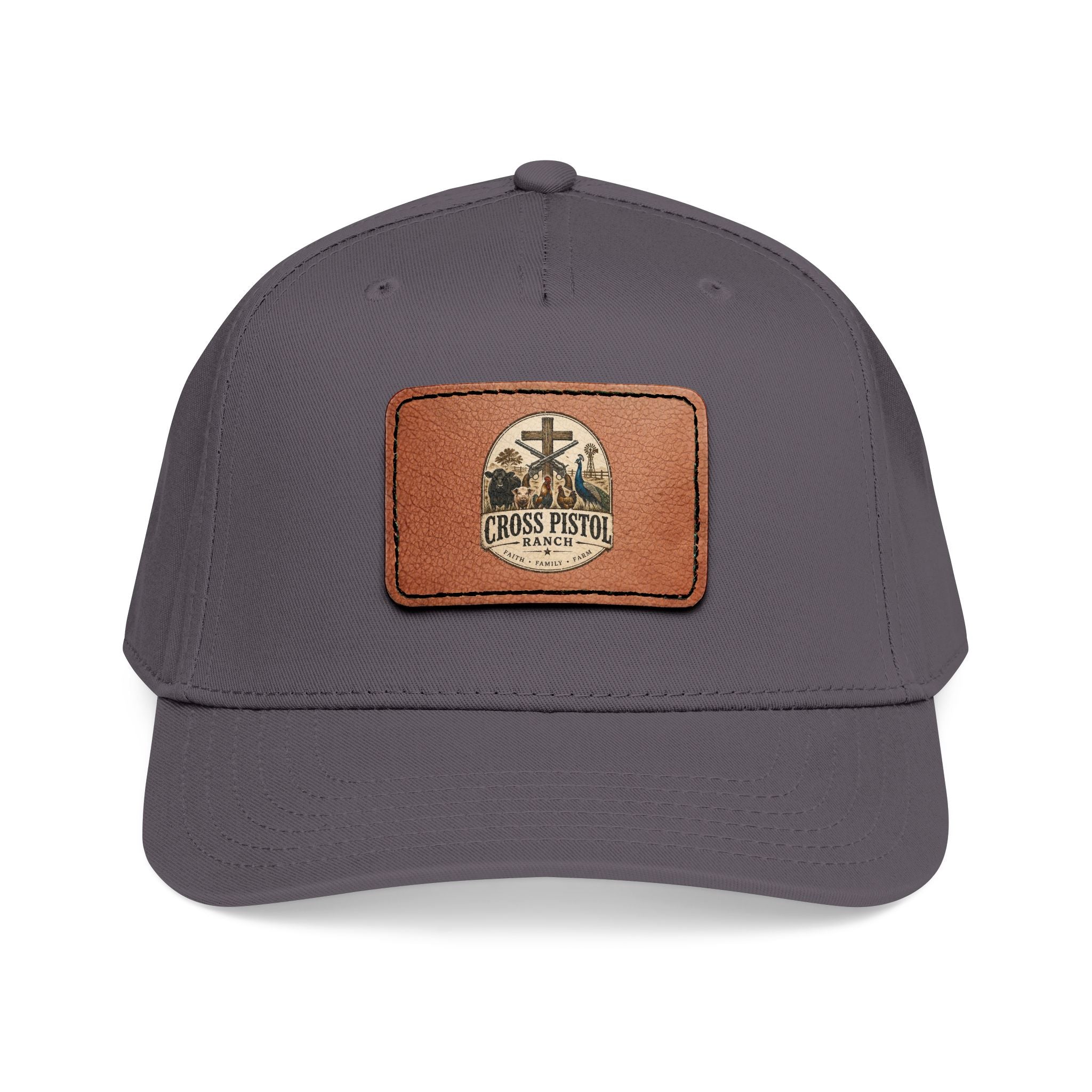 Mid Profile Baseball Cap with Leather Patch (Rectangle)