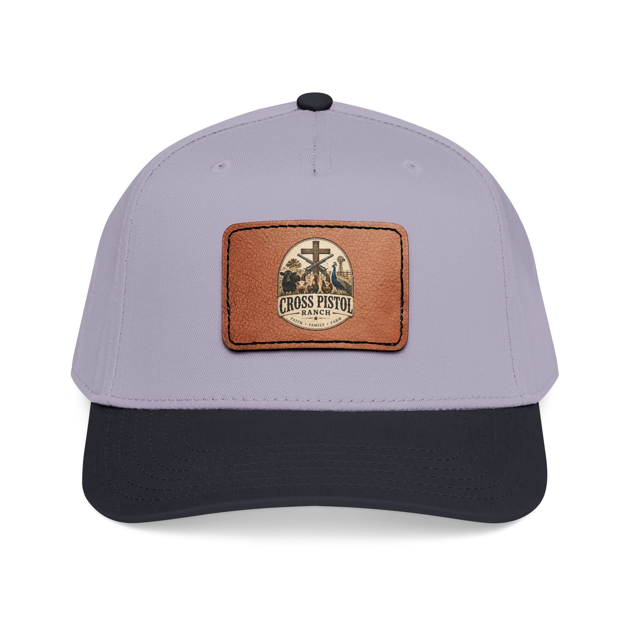 Mid Profile Baseball Cap with Leather Patch (Rectangle)