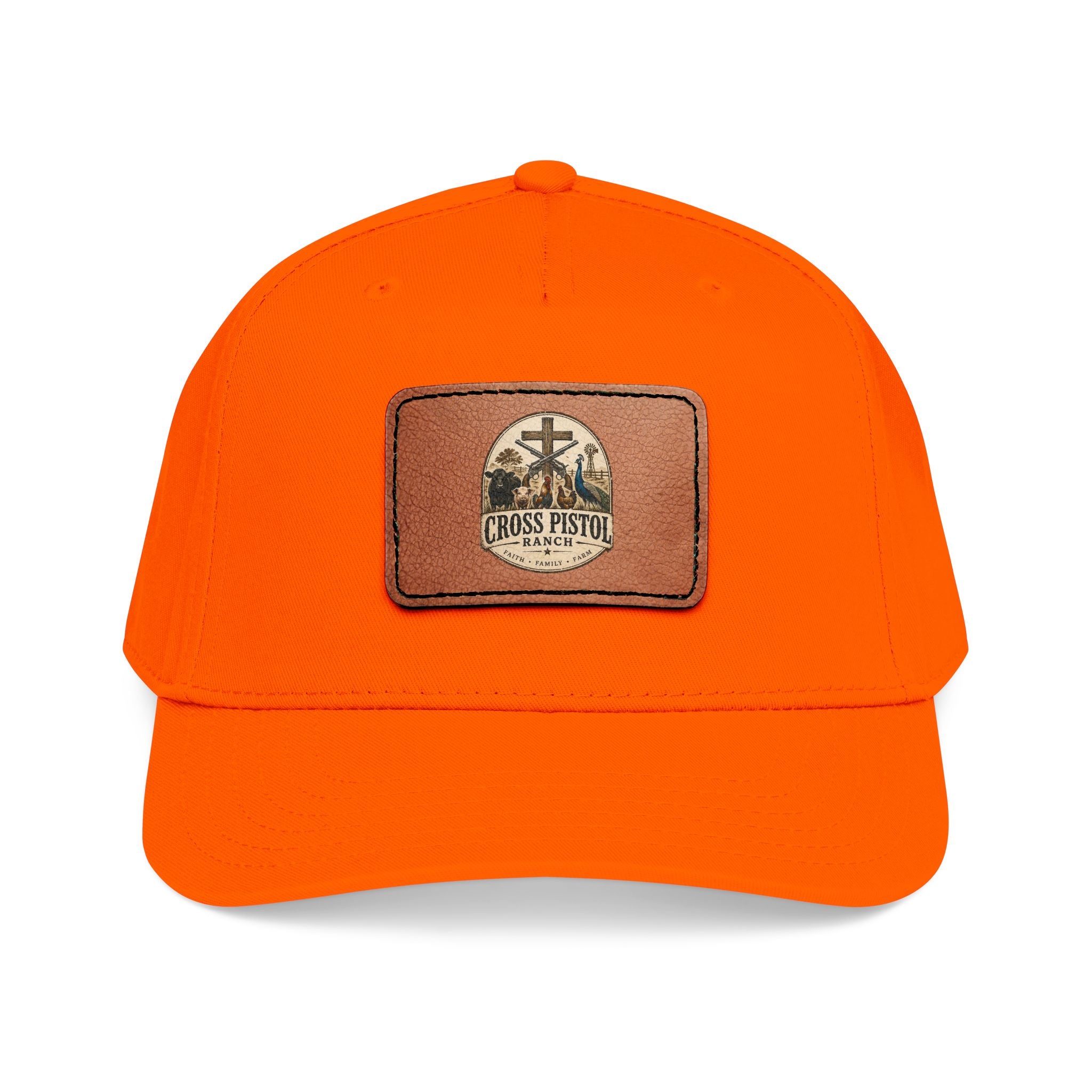 Mid Profile Baseball Cap with Leather Patch (Rectangle)
