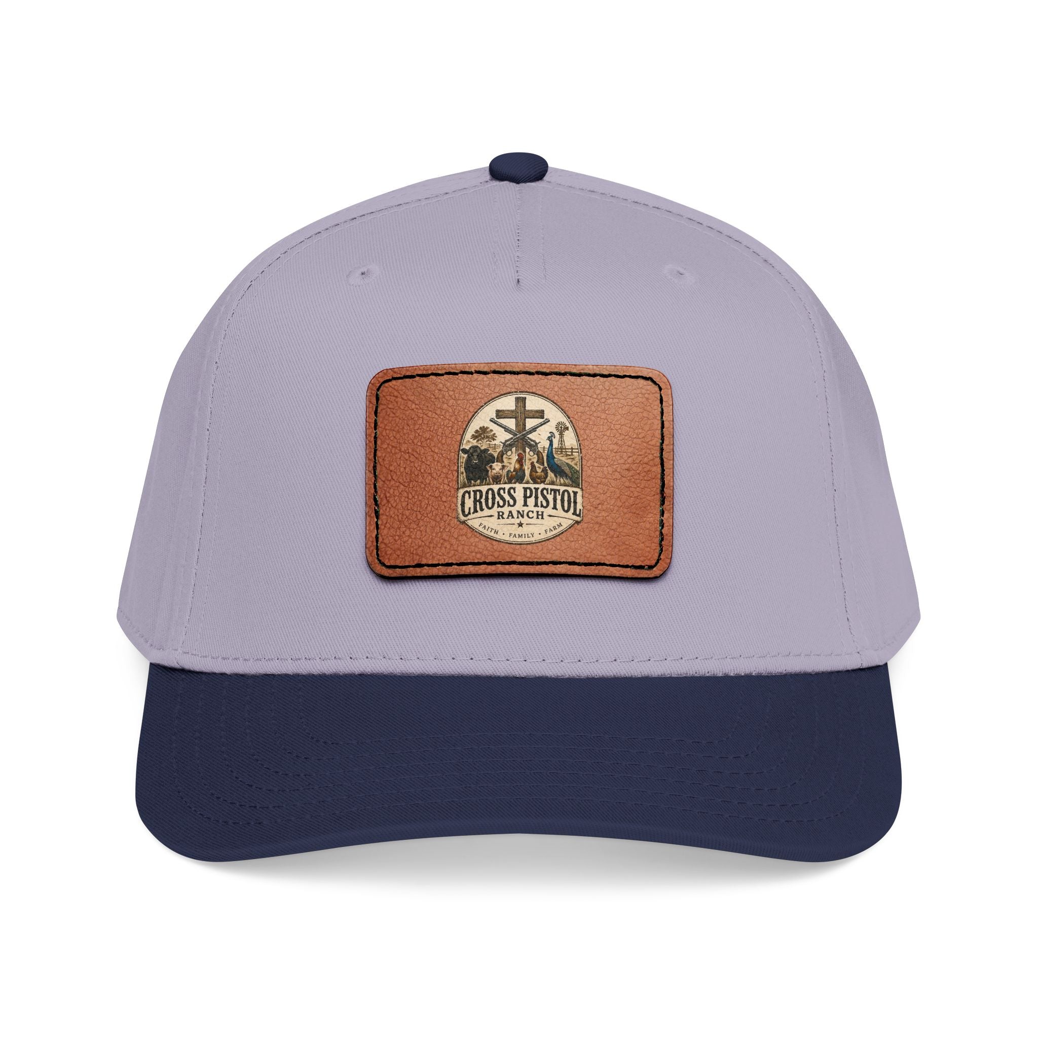 Mid Profile Baseball Cap with Leather Patch (Rectangle)