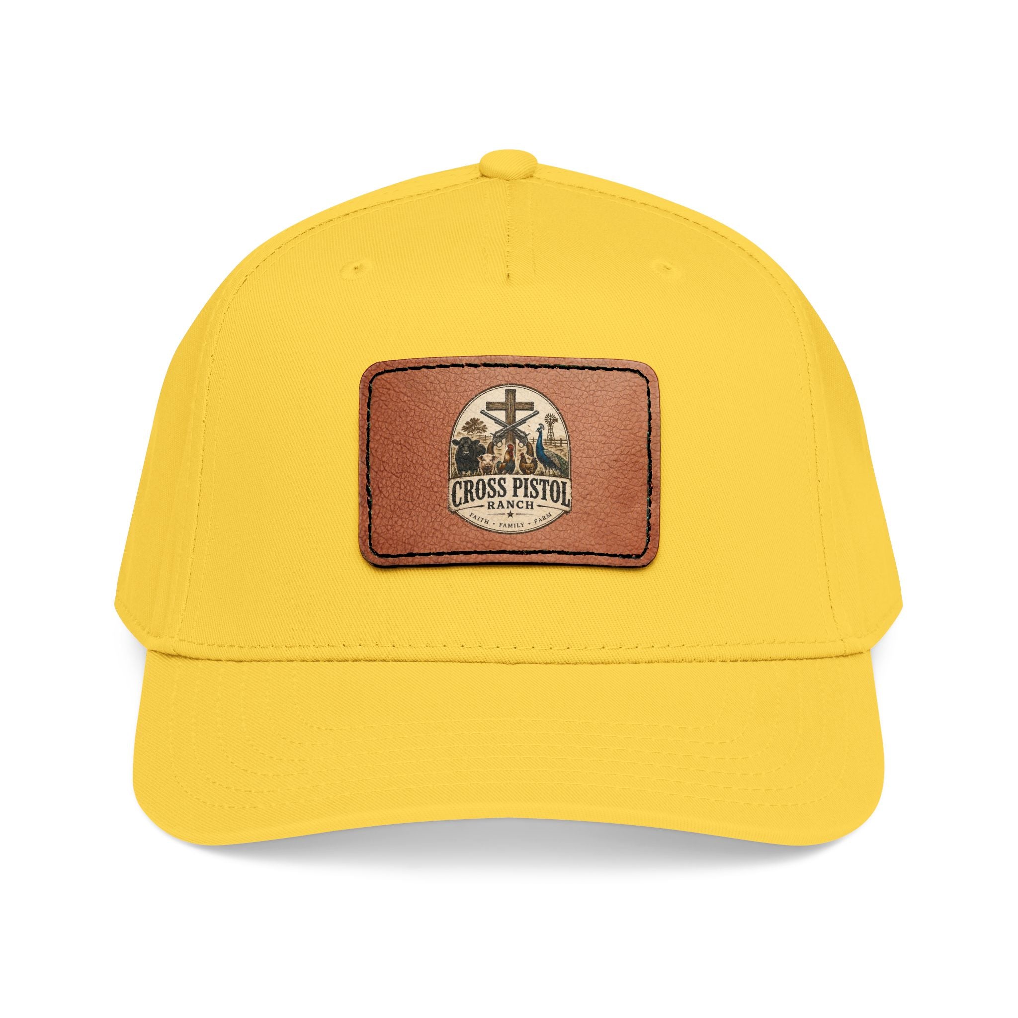Mid Profile Baseball Cap with Leather Patch (Rectangle)