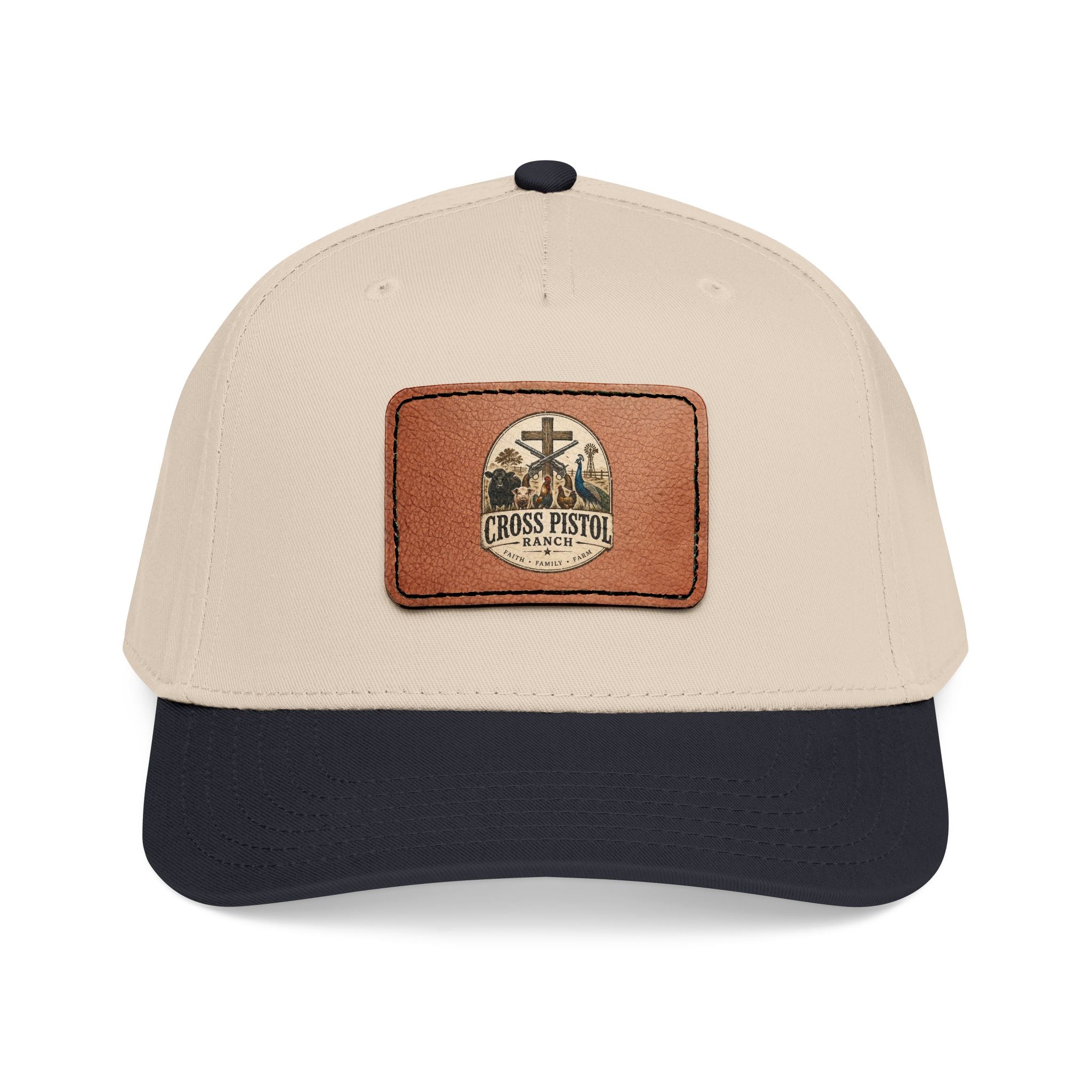 Mid Profile Baseball Cap with Leather Patch (Rectangle)