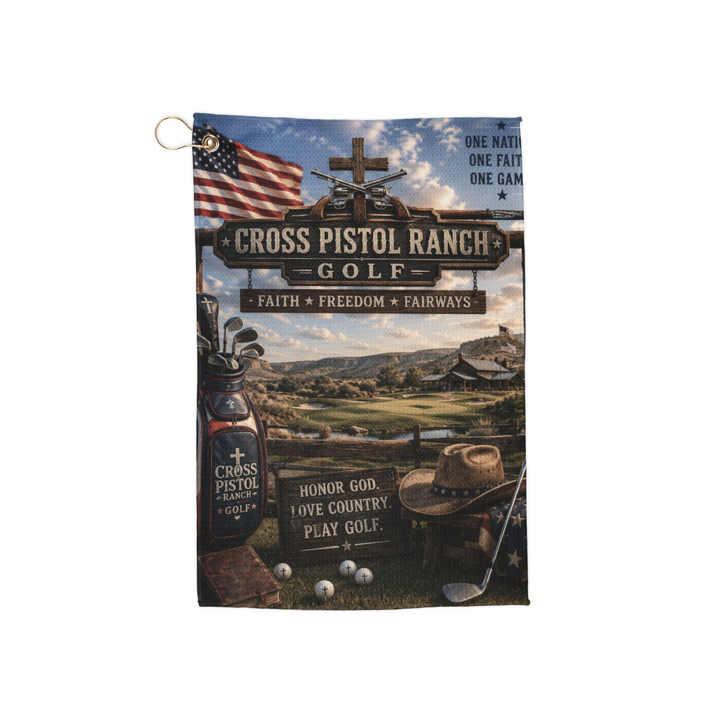 Cross Pistol Ranch Golf Towel — Faith, Freedom & Fairways Golf Club Towel