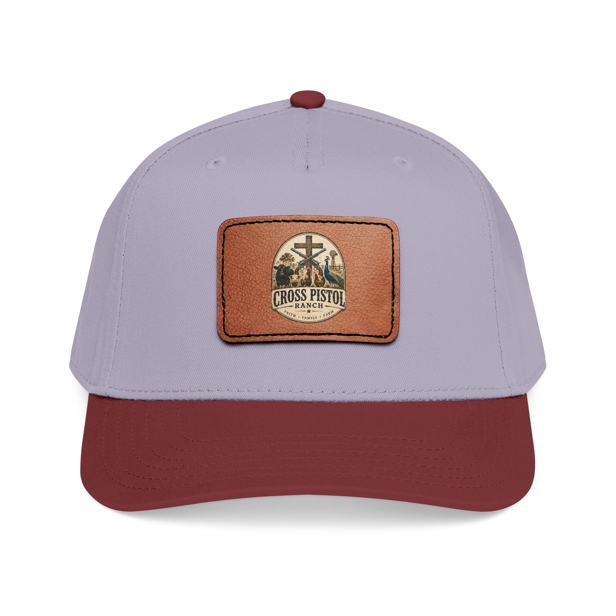 Mid Profile Baseball Cap with Leather Patch (Rectangle)