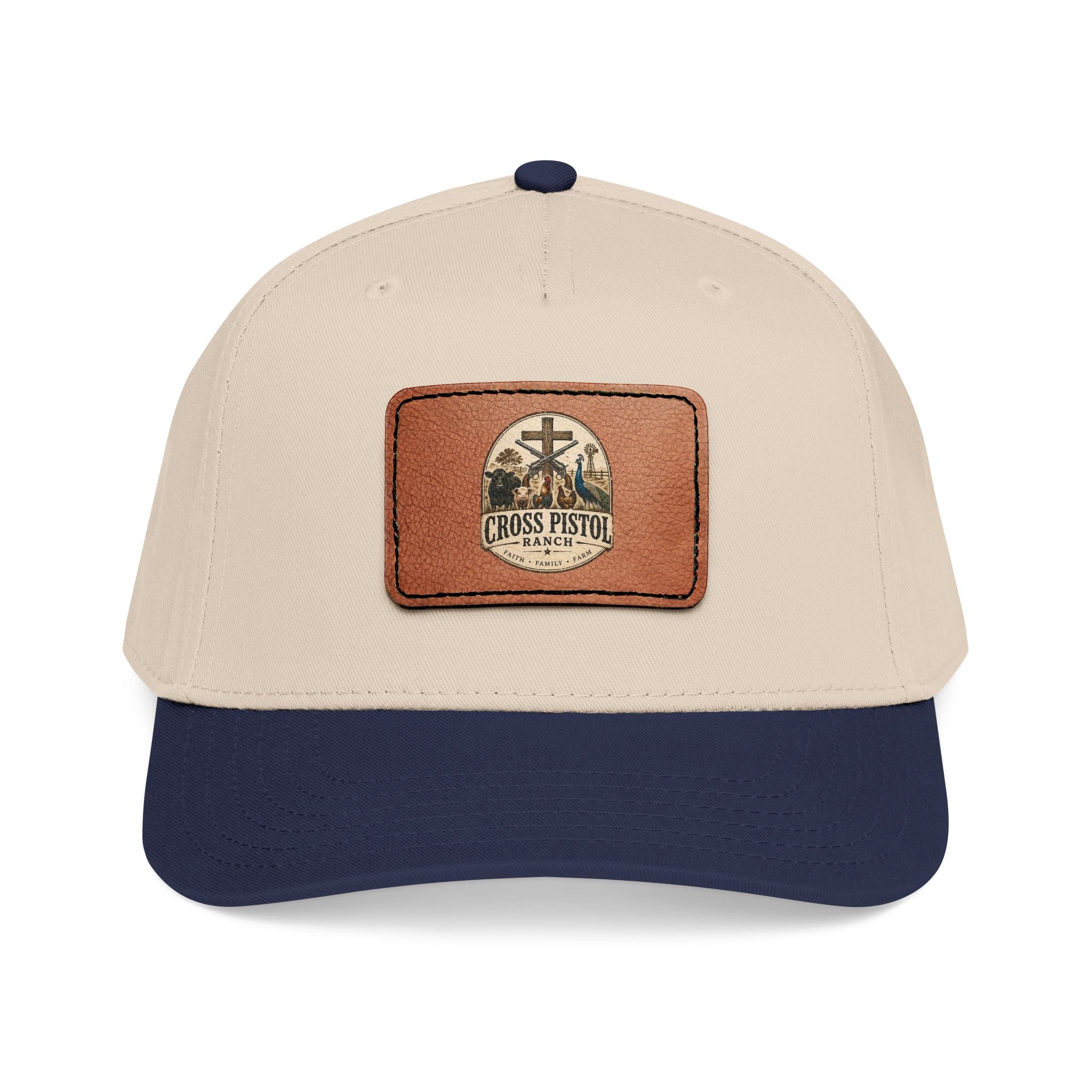 Mid Profile Baseball Cap with Leather Patch (Rectangle)