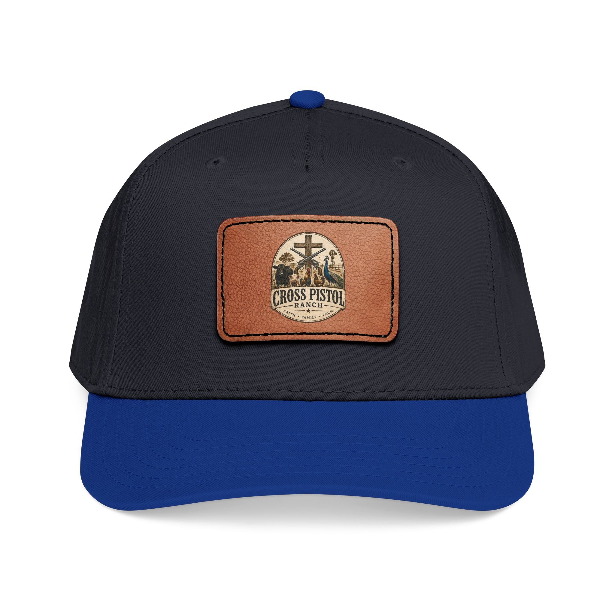 Mid Profile Baseball Cap with Leather Patch (Rectangle)