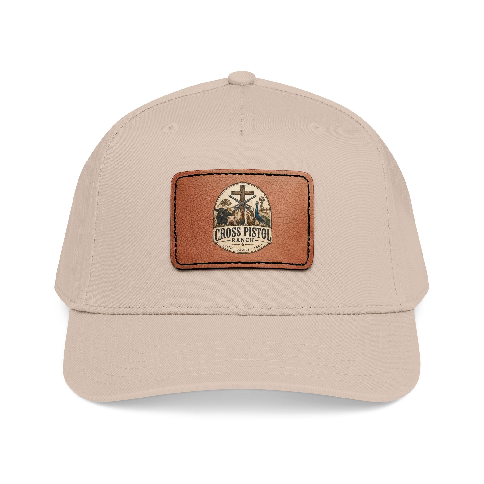 Mid Profile Baseball Cap with Leather Patch (Rectangle)