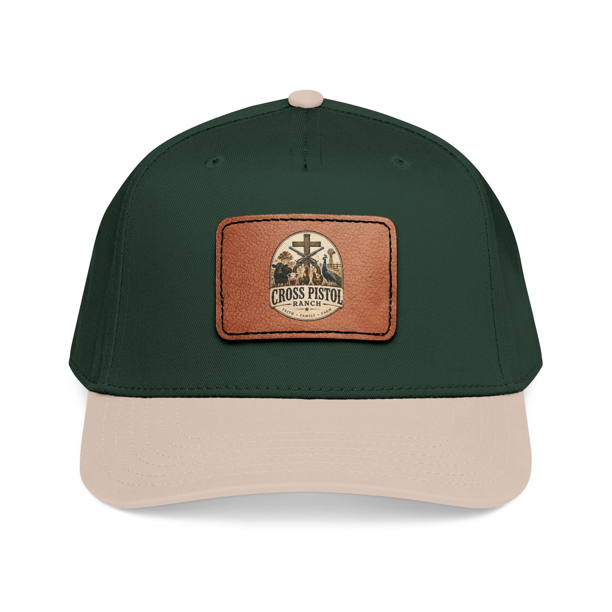Mid Profile Baseball Cap with Leather Patch (Rectangle)