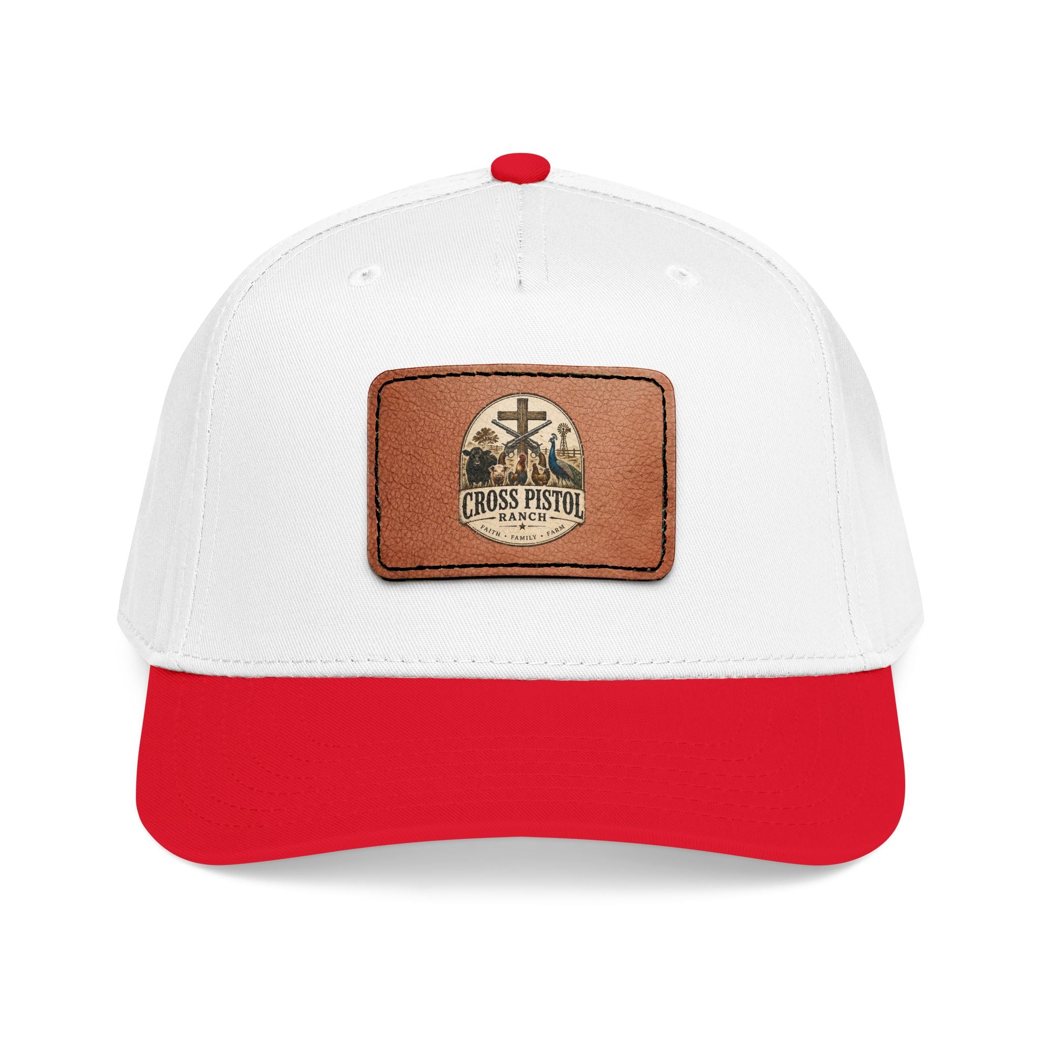 Mid Profile Baseball Cap with Leather Patch (Rectangle)