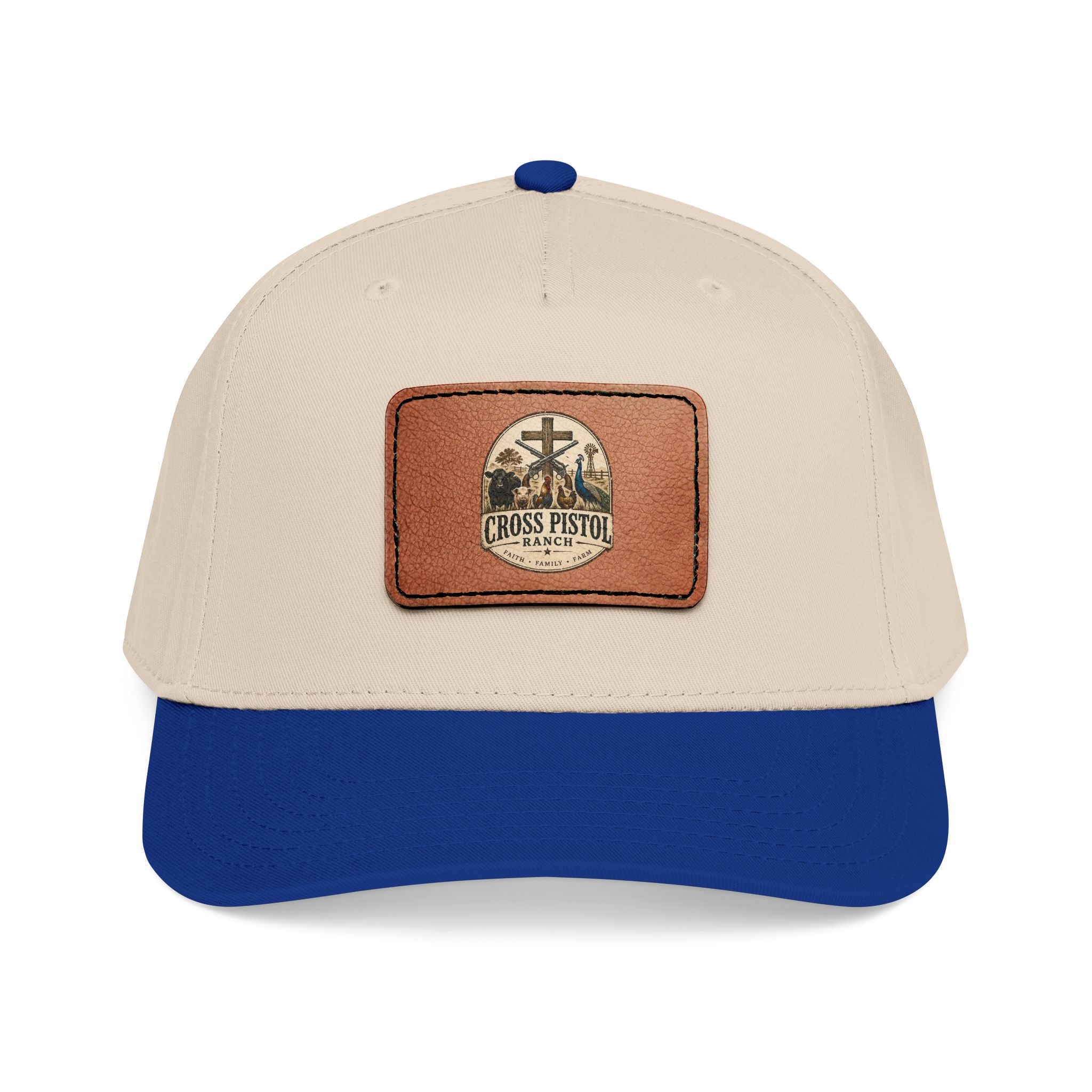 Mid Profile Baseball Cap with Leather Patch (Rectangle)