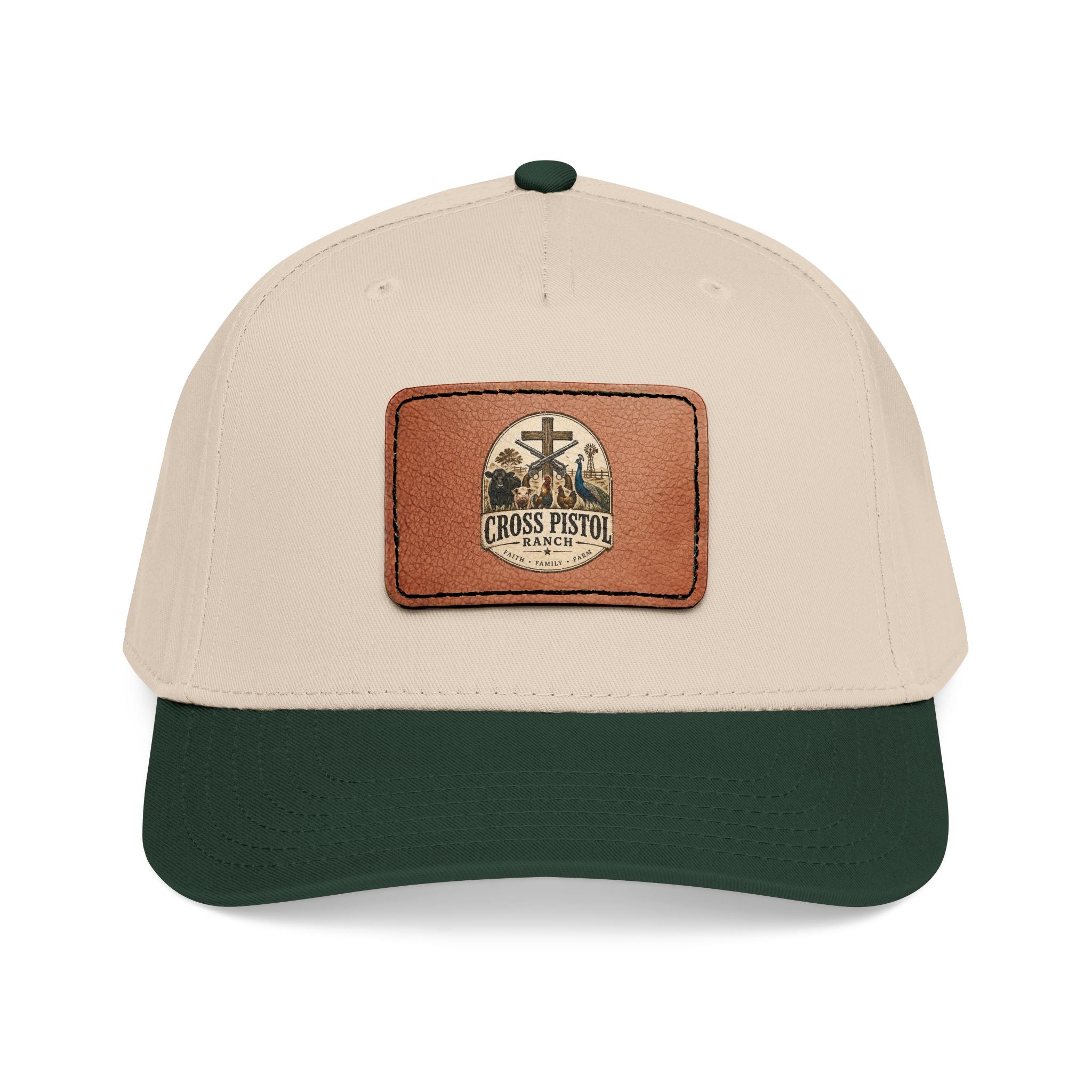 Mid Profile Baseball Cap with Leather Patch (Rectangle)