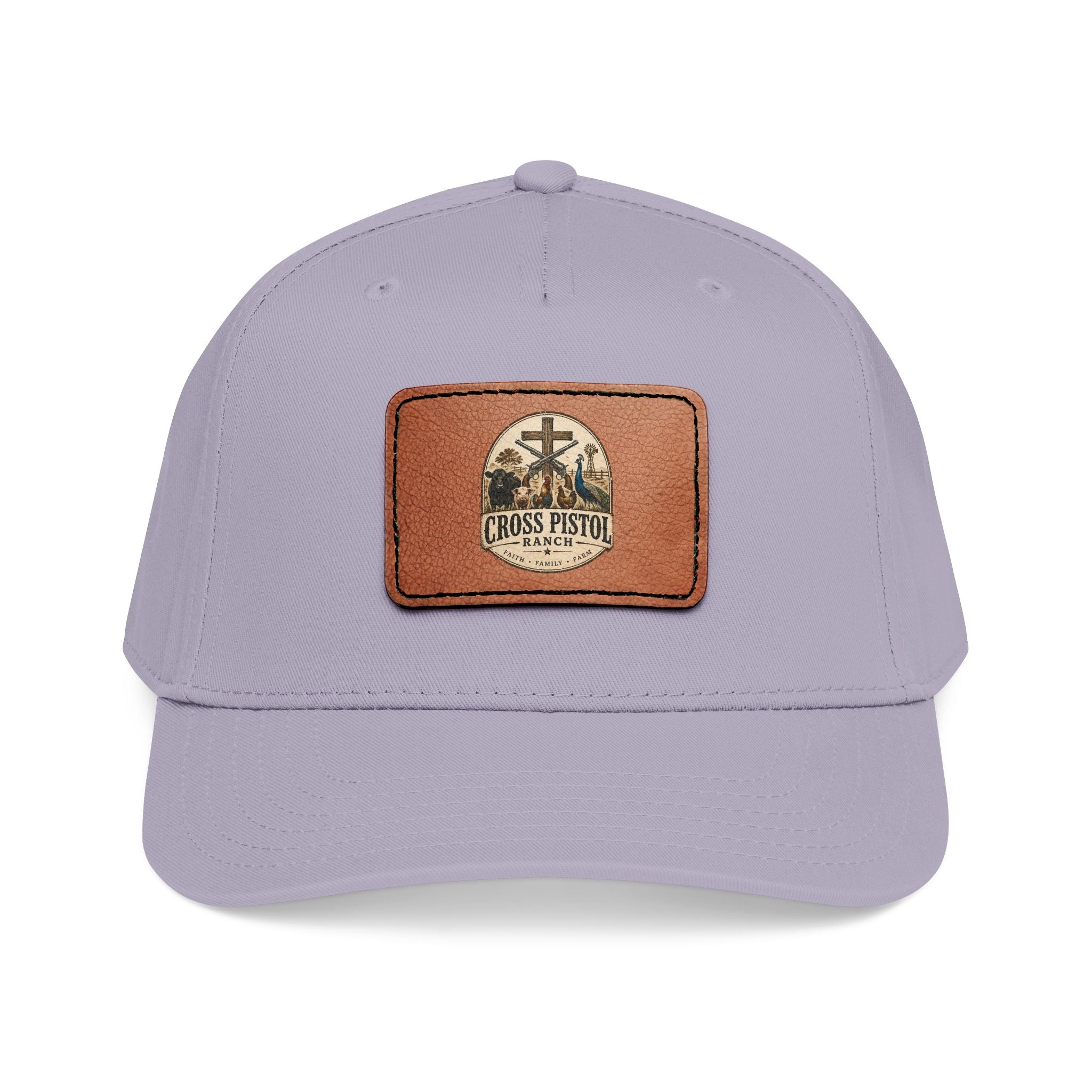 Mid Profile Baseball Cap with Leather Patch (Rectangle)