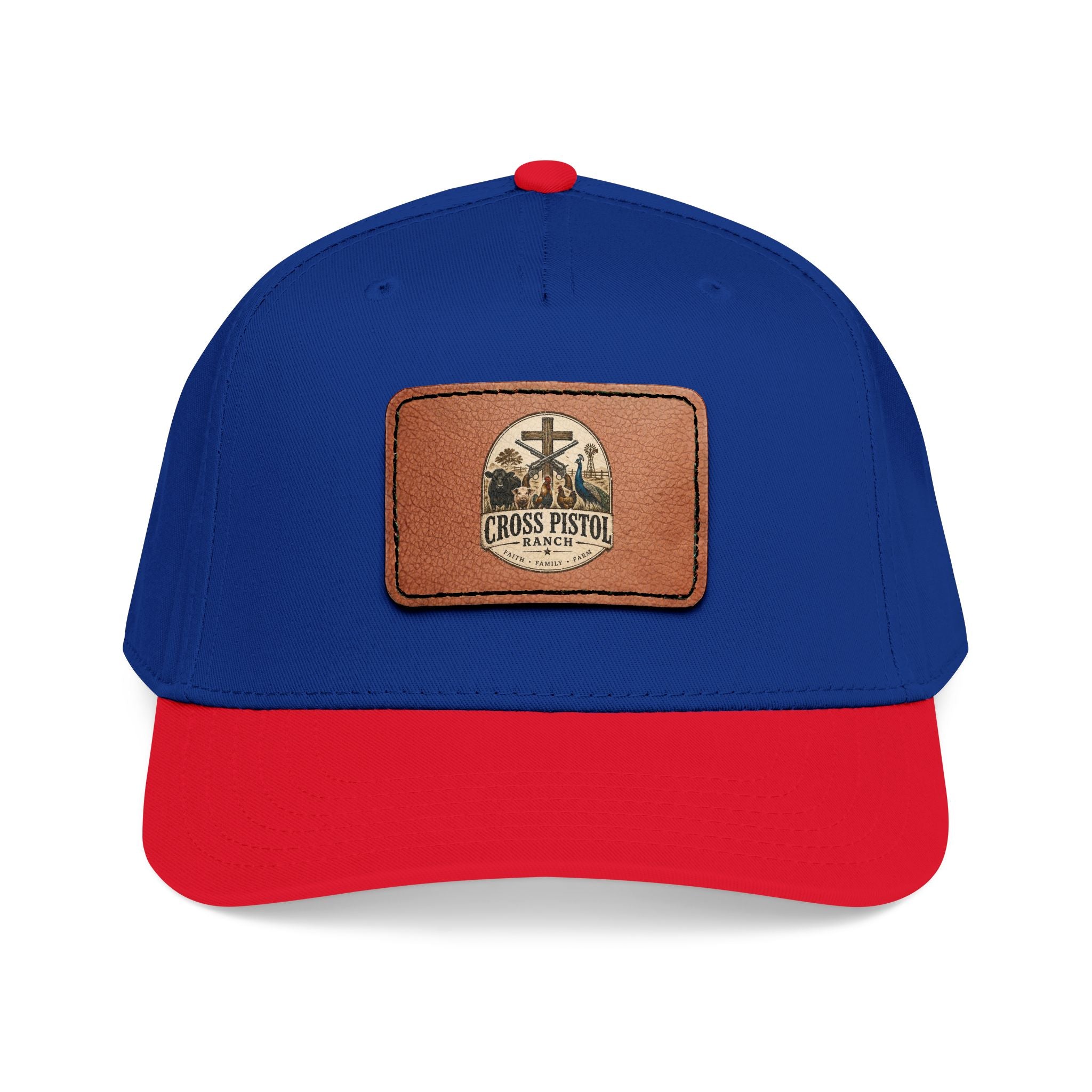Mid Profile Baseball Cap with Leather Patch (Rectangle)