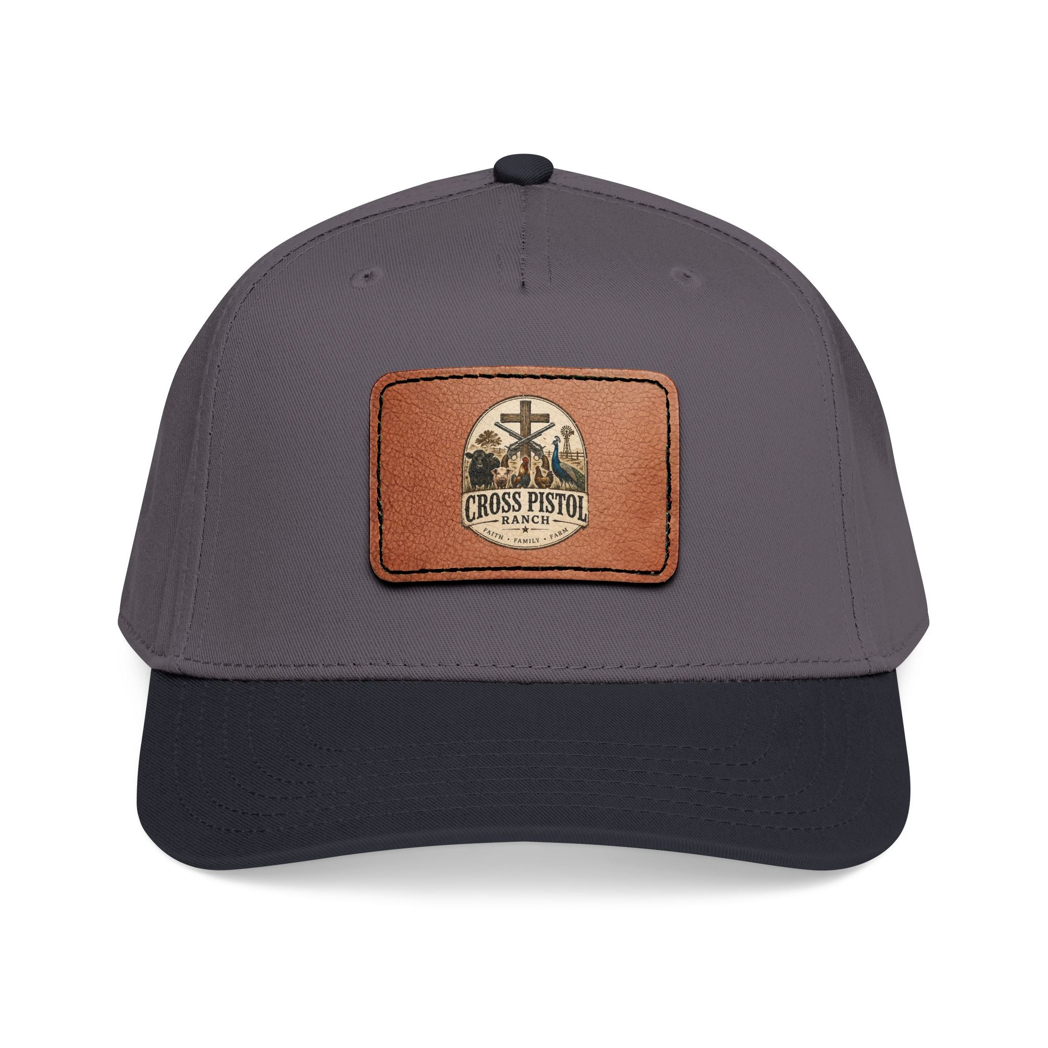 Mid Profile Baseball Cap with Leather Patch (Rectangle)