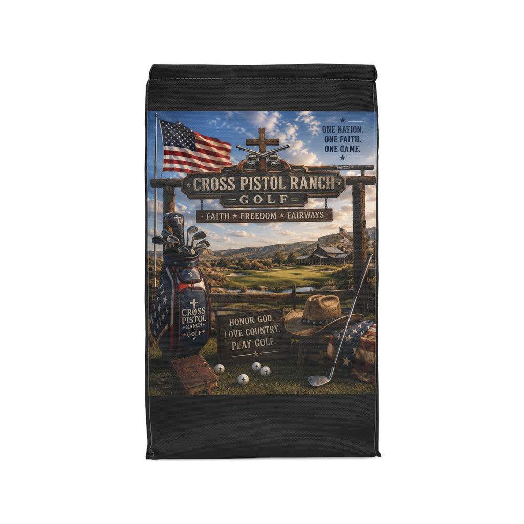 Lunch Bag – Cross Pistol Ranch Golf Rustic Patriotic Cooler (Faith • Freedom • Fairways)