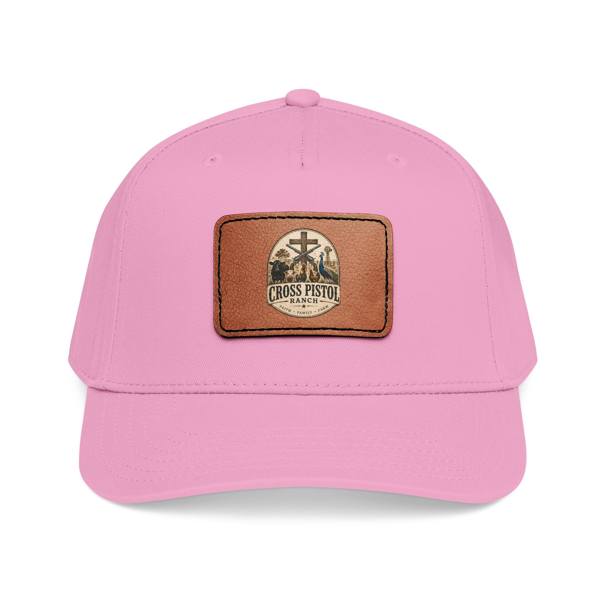 Mid Profile Baseball Cap with Leather Patch (Rectangle)