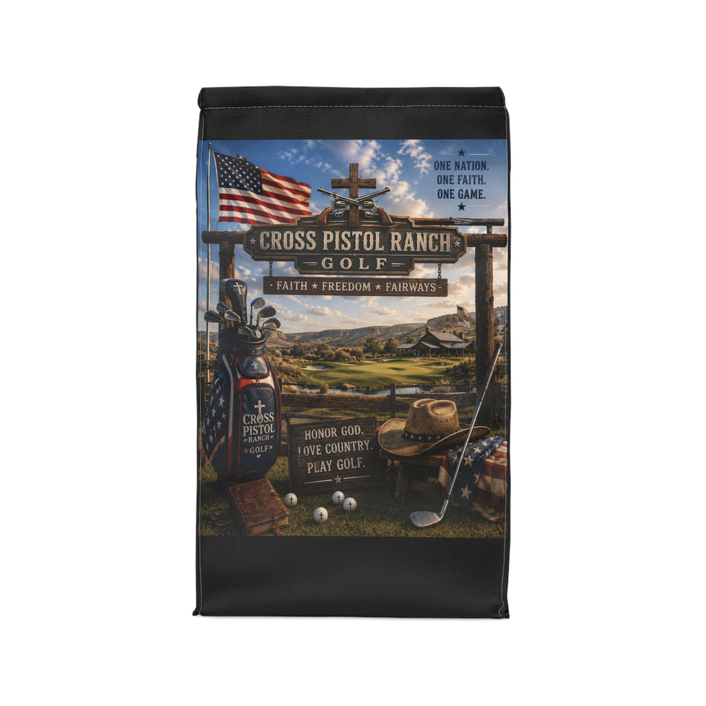 Lunch Bag – Cross Pistol Ranch Golf Rustic Patriotic Cooler (Faith • Freedom • Fairways)